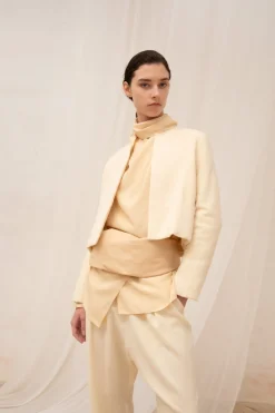 Jackie, ivory yak wool short jacket