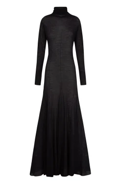 Jenna, black virgin wool dress