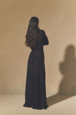Jenna, black virgin wool dress
