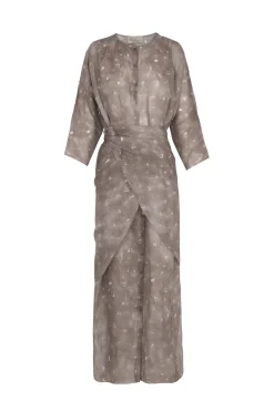 Jill, ayaz print midi ramie dress