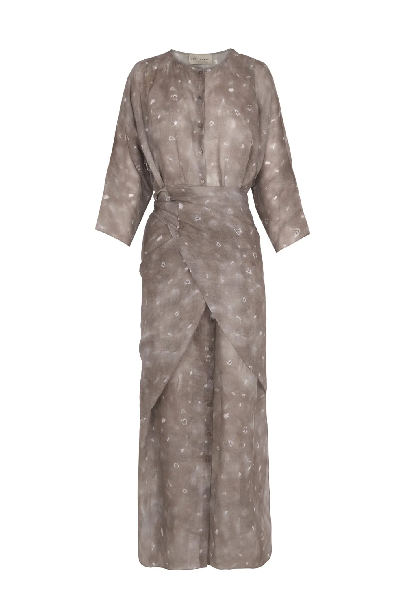 Jill, ayaz print midi ramie dress