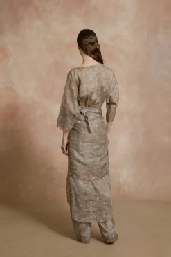 Jill, ayaz print midi ramie dress