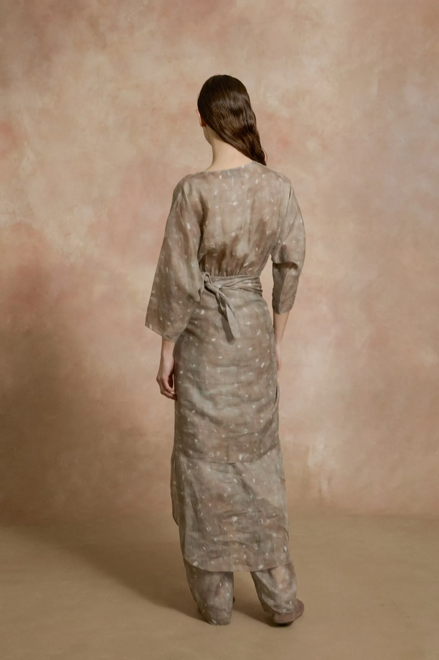 Jill, ayaz print midi ramie dress