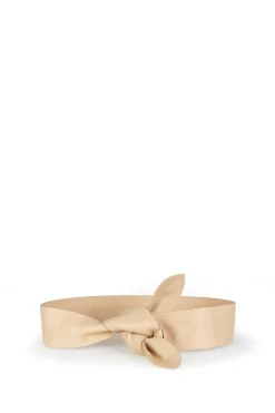 Jin 6, cinturon anudado de cuero beige