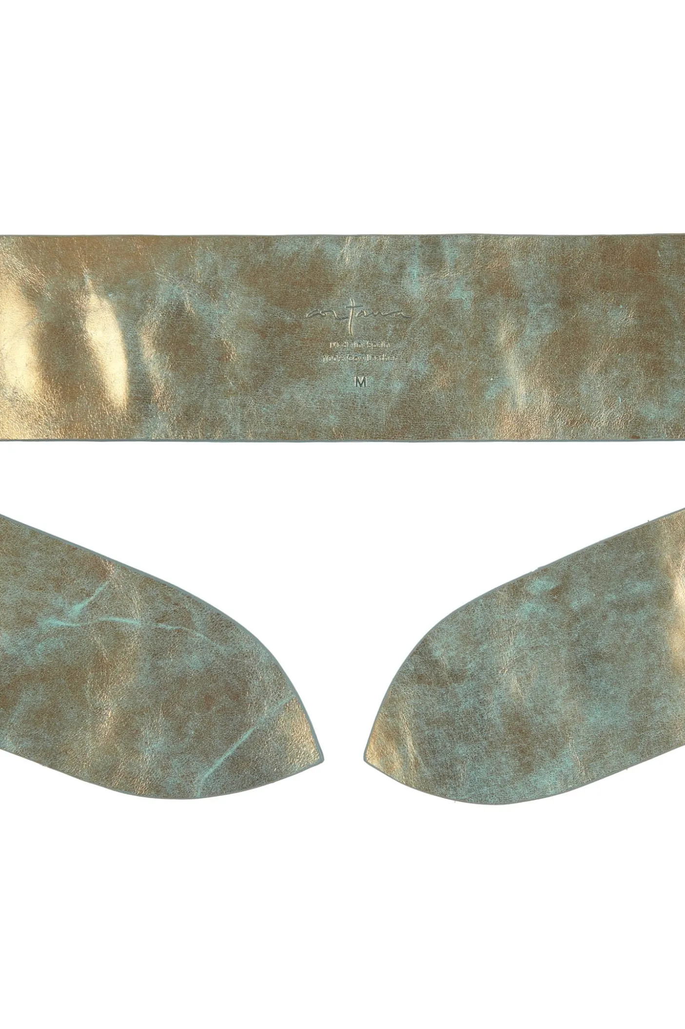 Jin 6, cinturon anudado de cuero bronce turquesa