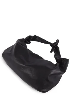 Jin L, black leather fanny pack
