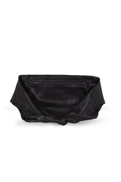Jin L, black leather fanny pack