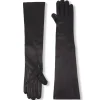 Jin, long black leather gloves