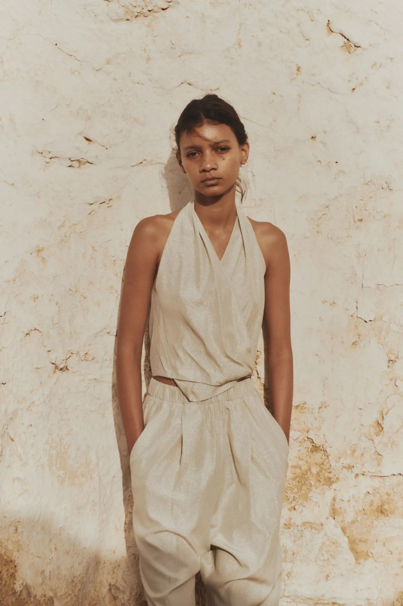 Josephine, silver silk pants