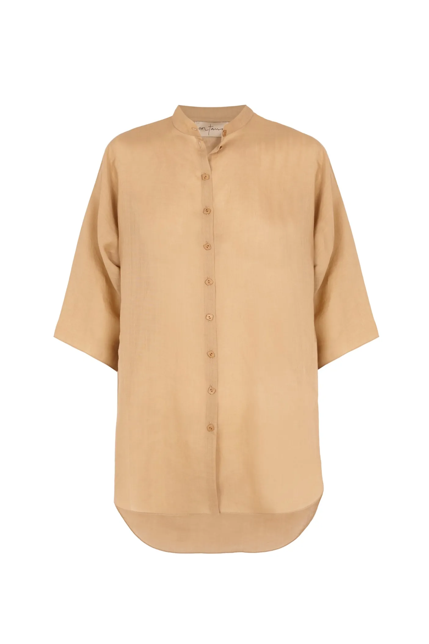 Jules, camisa en ramio arena rosa