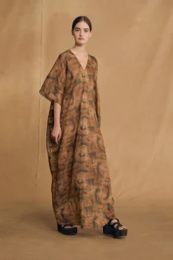 Kaftan, taiyo print ramie dress