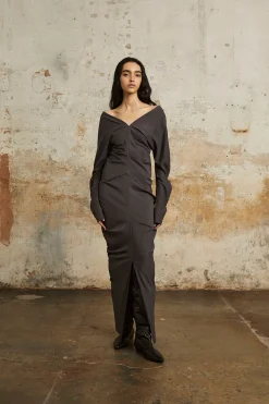 Kaz, lead grey silk top