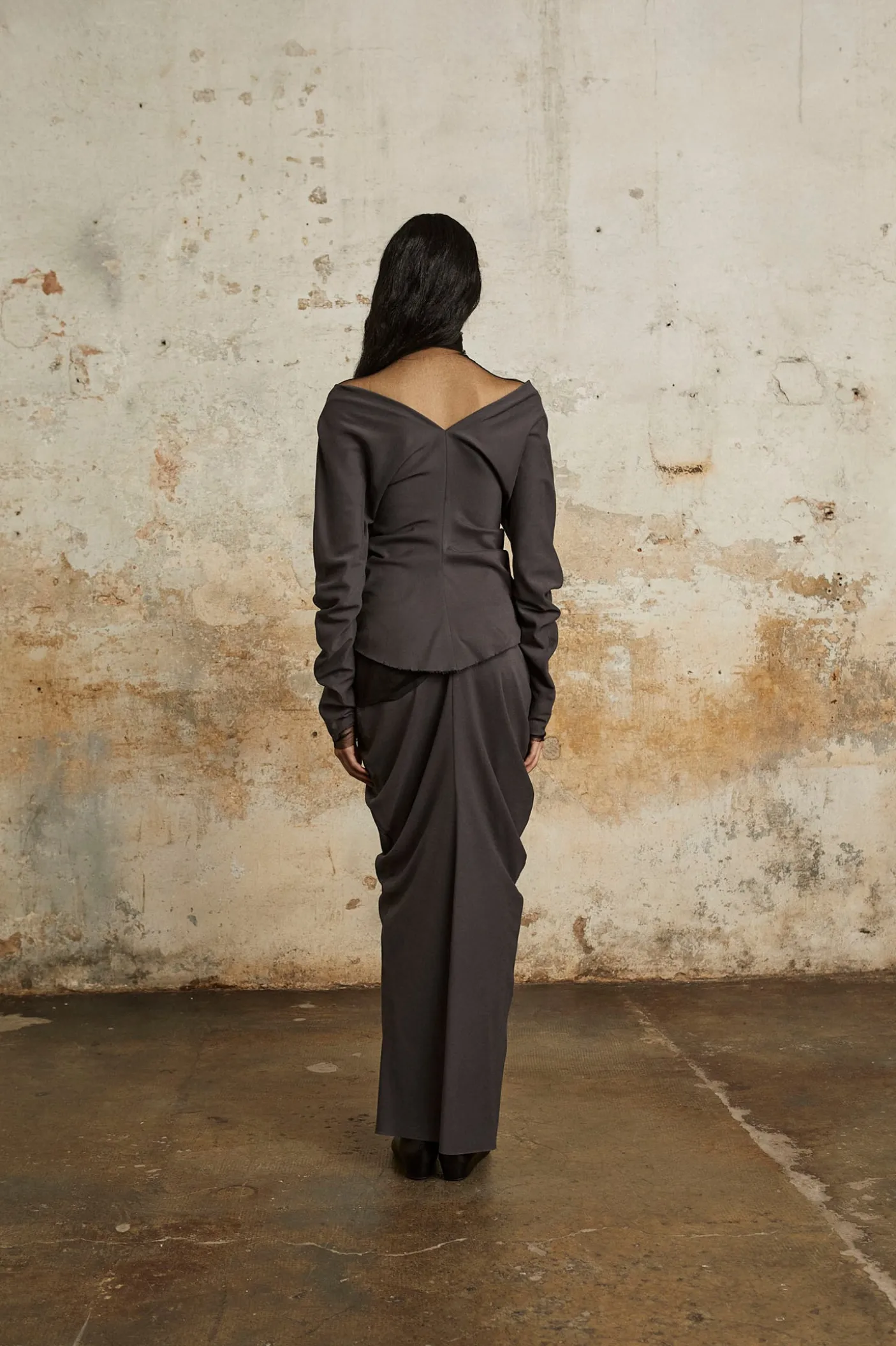 Kaz, lead grey silk top