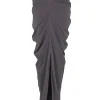 Kaz, long gray silk skirt