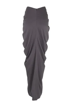 Kaz, long gray silk skirt