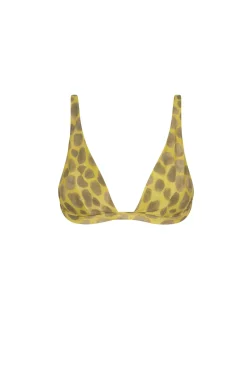 Khata, feline print bikini top en poliamida reciclada