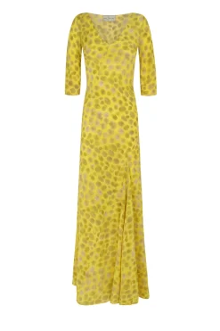 Khata, long dress in printed silk