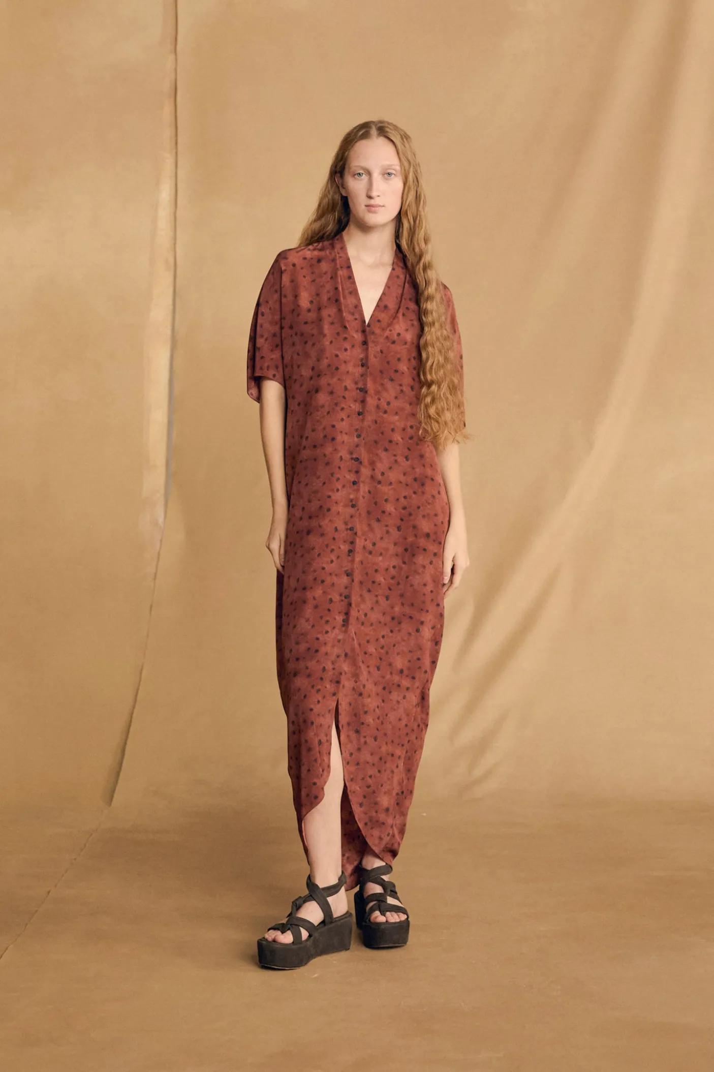 Lady bug, dots print silk dress