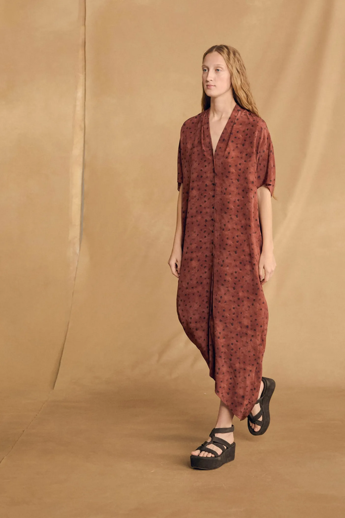 Lady bug, dots print silk dress