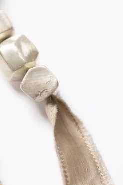 Lapis, silver and silk necklace