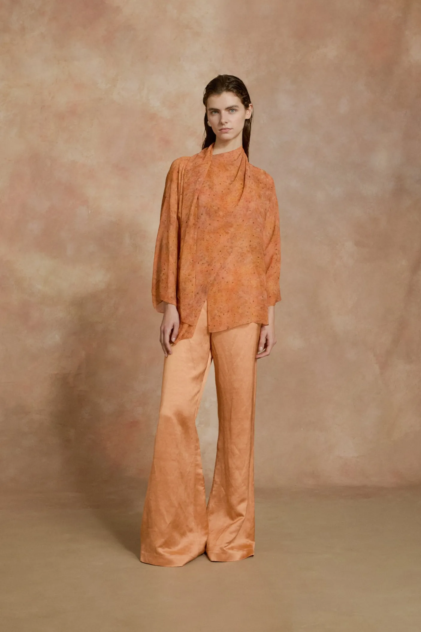 Lara, sora print silk blouse
