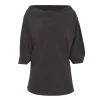 Liv, graphite stretch silk blouse