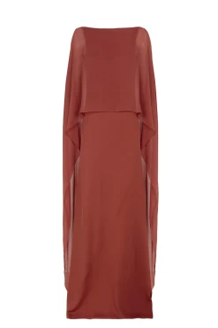 Luana, carmine red silk dress