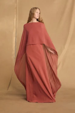 Luana, carmine red silk dress