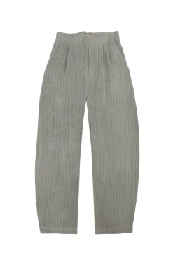 Lupe, pantalon de lino de rayas azul cielo