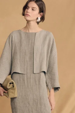 Lupe, sky blue striped linen jacket