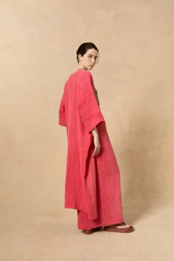 Lupe, striped maltinto linen skirt