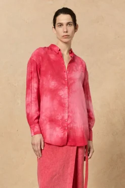 Lupita, pink maltinto silk shirt