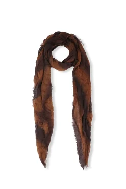 Marc, foulard a rayas marron y tabaco en cachemir y seda