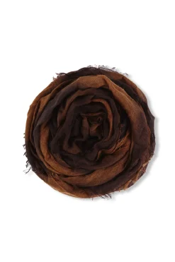 Marc, foulard a rayas marron y tabaco en cachemir y seda