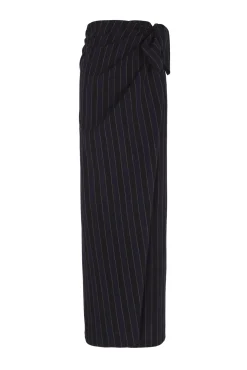 Marcel, blue striped skirt in linen and wool