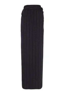 Marcel, blue striped skirt in linen and wool