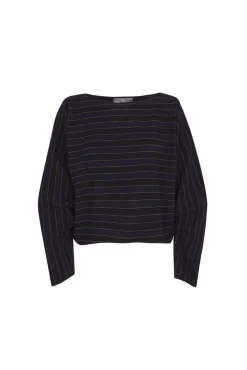 Marcel, blue striped top in linen and wool