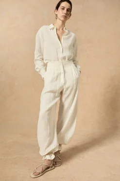 Marlo, ecru linen pants