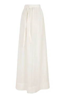 Marlo, long ecru linen skirt