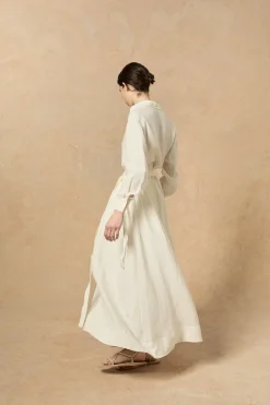 Marlo, long ecru linen skirt