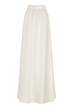 Marlo, long ecru linen skirt