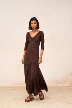 Mathilda, mata print silk dress