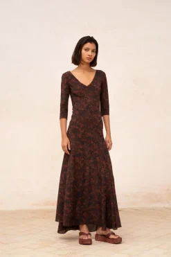 Mathilda, mata print silk dress