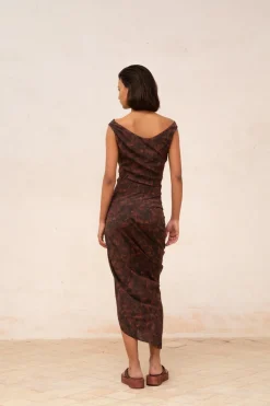 Mathilda, mata print stretch silk skirt