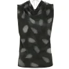 Menta, mint print stretch silk top