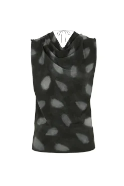 Menta, mint print stretch silk top