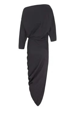 Mira, graphite stretch hemp asymmetrical dress