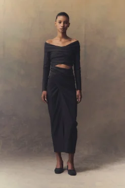Mira, graphite wrap skirt