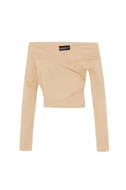 Mira, light peach crop top
