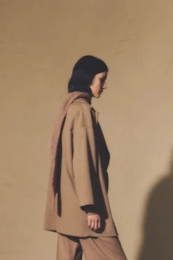 Miso, hazelnut virgin wool coat